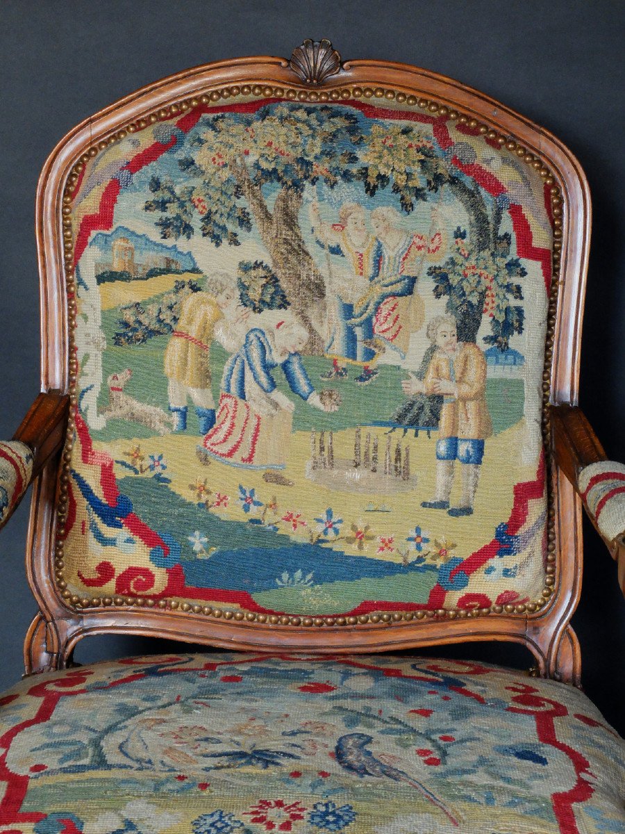 Suite de 4 fauteuils à la Reine estampillés de Delanois-photo-5