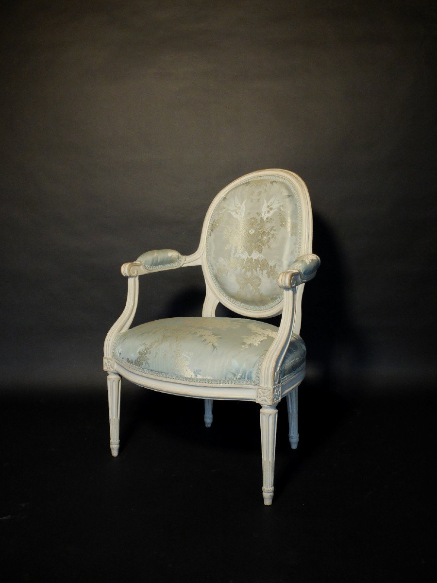 Pair Of Louis XVI Armchairs Stamped Pluvinet-photo-2