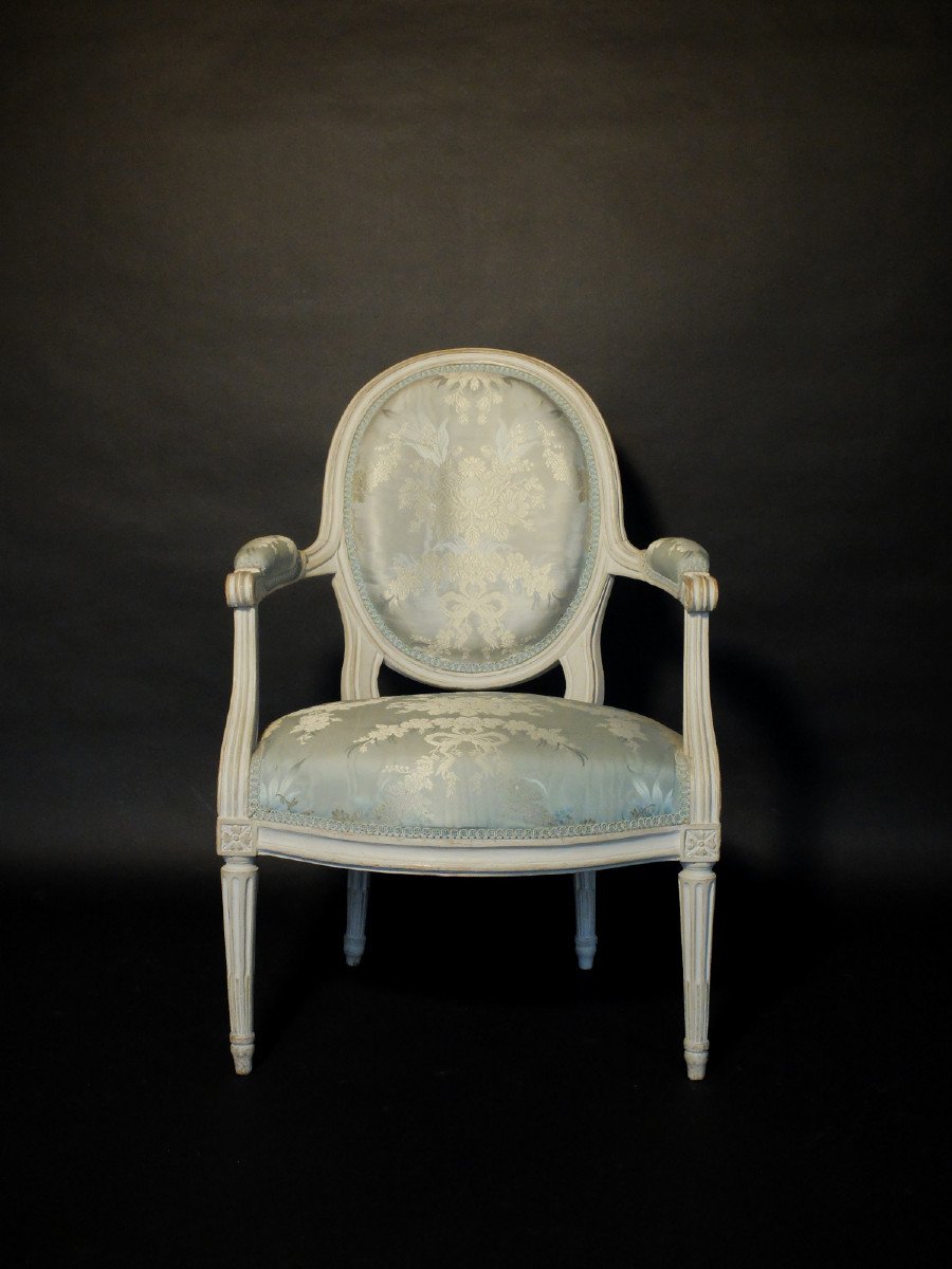 Pair Of Louis XVI Armchairs Stamped Pluvinet-photo-4