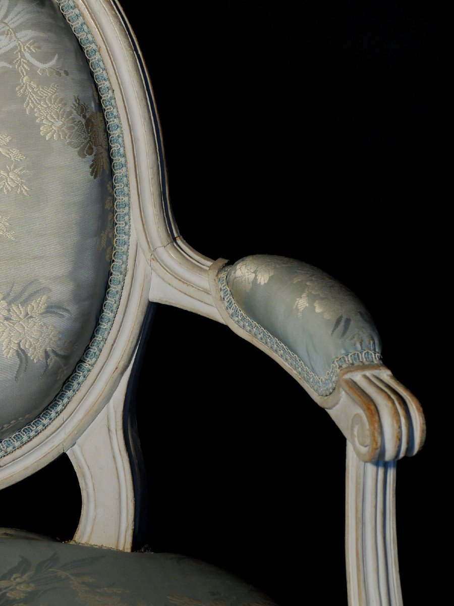 Pair Of Louis XVI Armchairs Stamped Pluvinet-photo-1