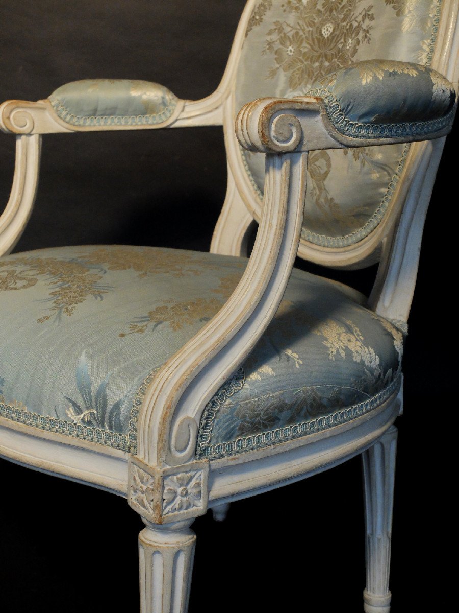 Pair Of Louis XVI Armchairs Stamped Pluvinet-photo-4