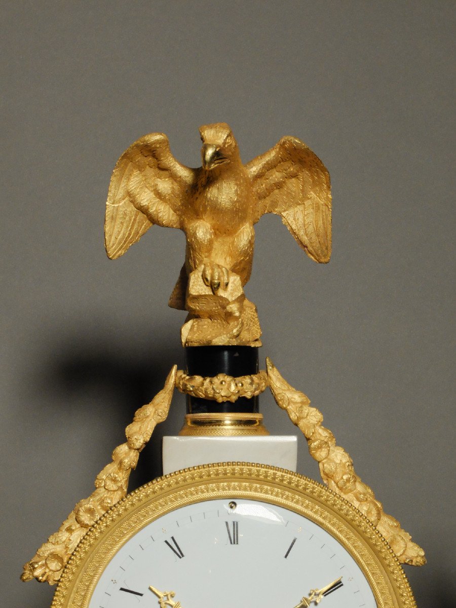 Louis XVI Period Portico Clock With Egyptian Women-photo-3