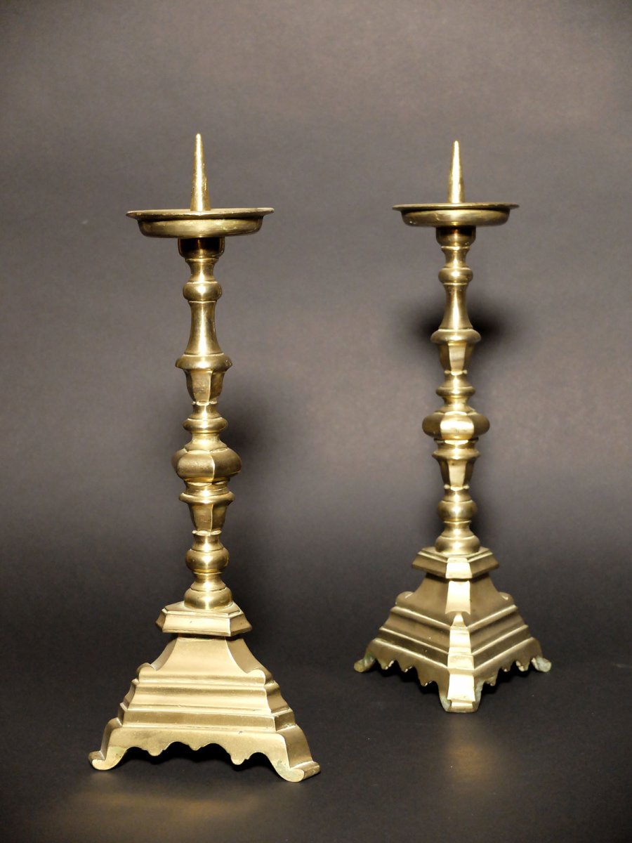 Pair Of 17th Century Tripod Candlesticks