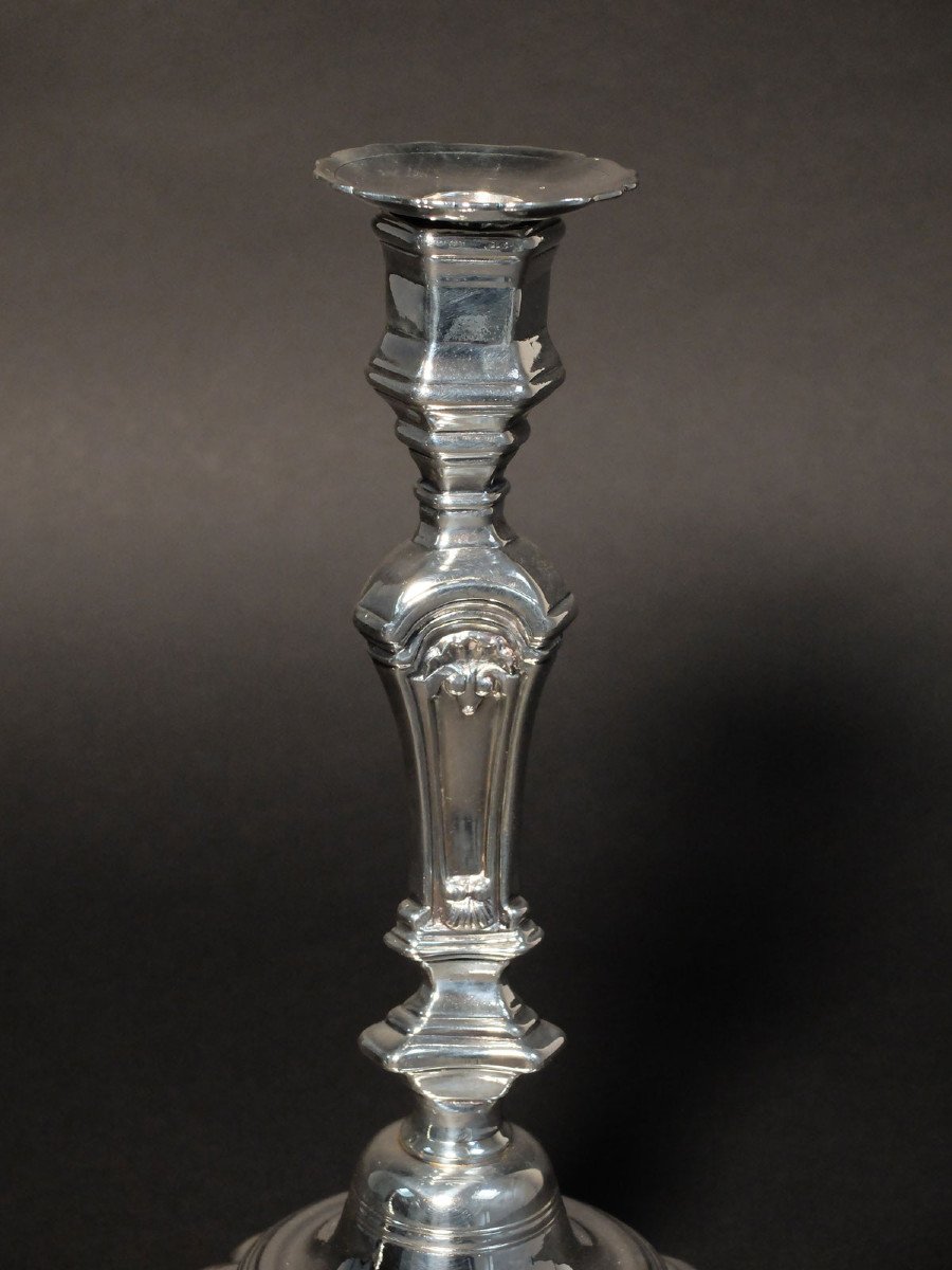 Pair Of 18th Century Silver Candlesticks-photo-4