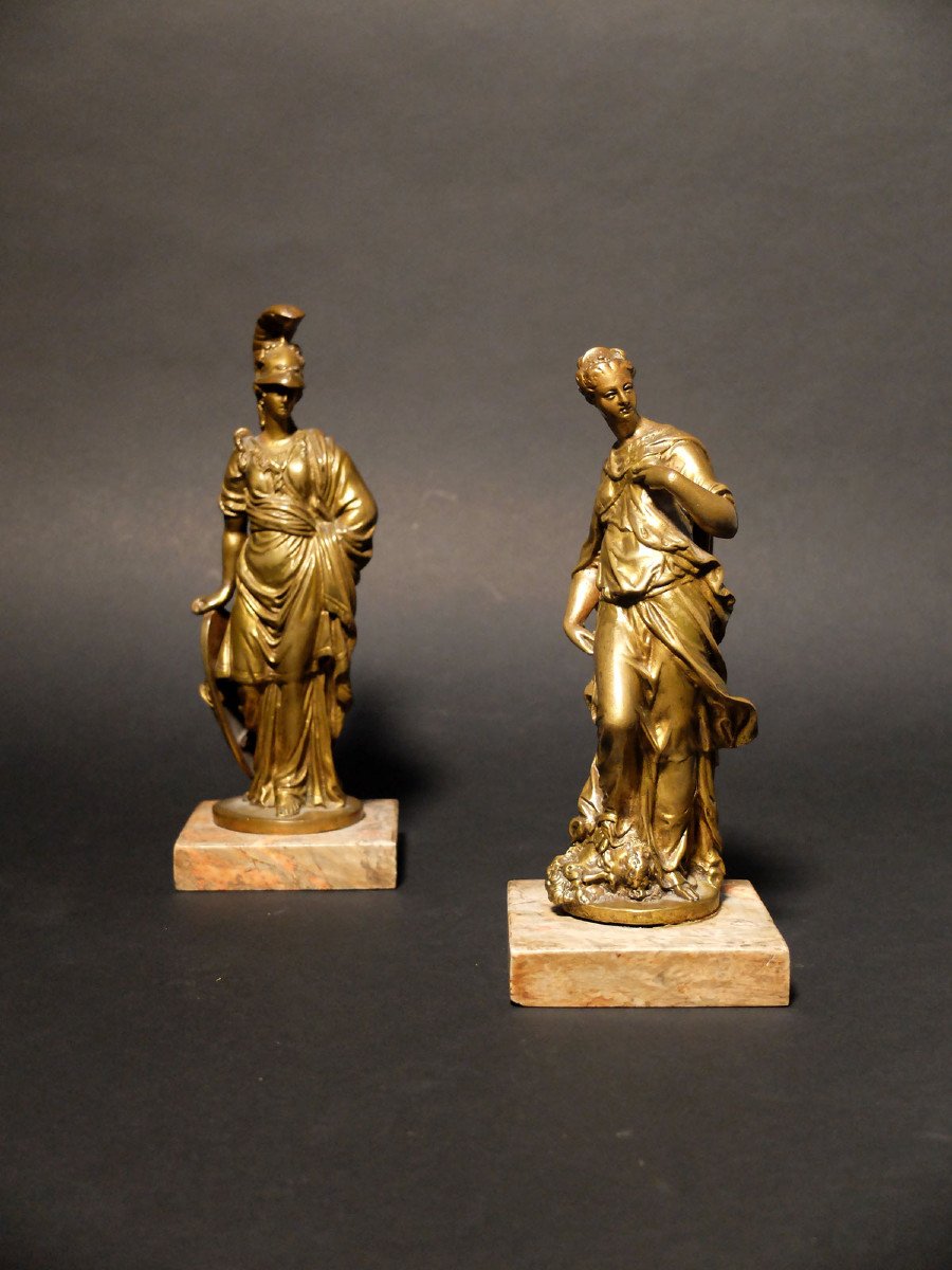 Pair Of Italian Bronzes - Minerva And Judith