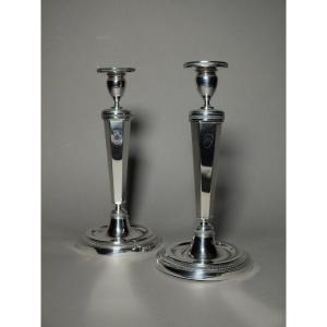 Pair Of 19th Century Candlesticks In Solid Silver