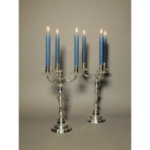 Pair Of 3-branched Candelabras From The 18th Century