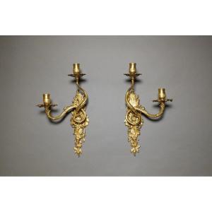 Pair Of Two-light Regence Period Wall Lights