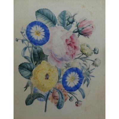 Bouquet de fleurs - Gouache XIXème