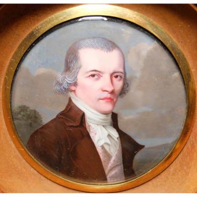 Portrait Of Mr Moncand Roux - Enamelled Miniature