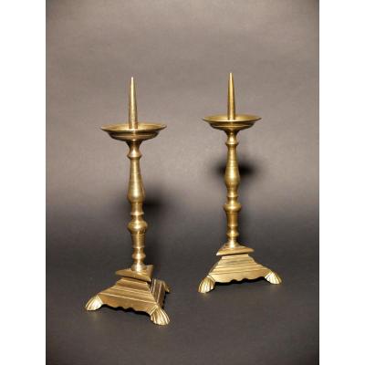 Pair Of Tripod Candles With Balusters
