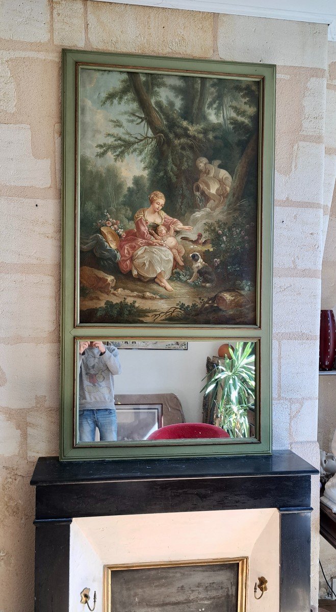 Trumeau fin XIXe école Française dans goût de François Boucher-photo-2