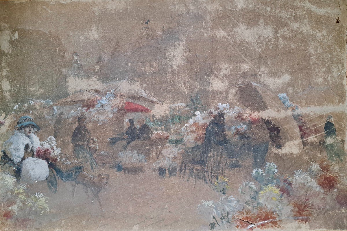 Marché aux fleurs vers 1880 / 1900