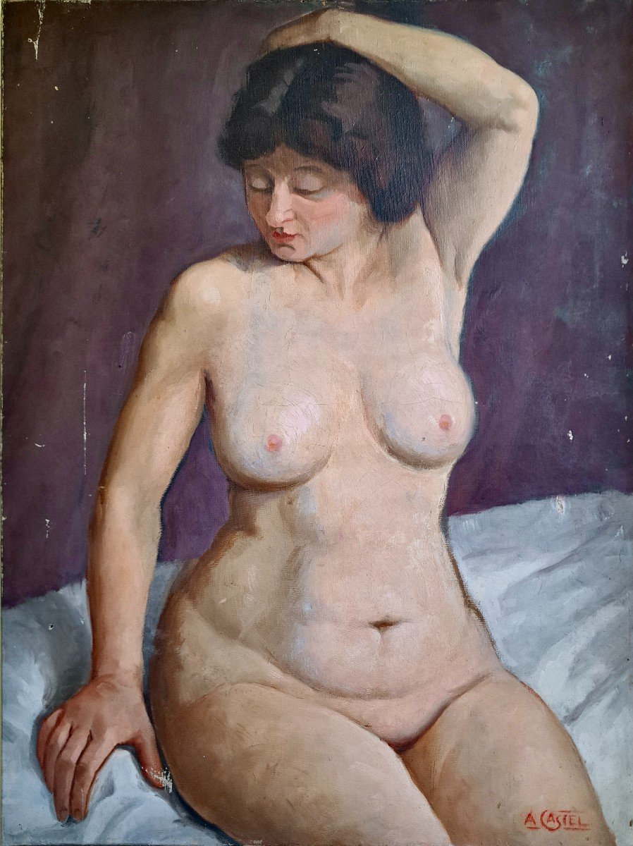 French School Portrait Of A Topless Woman  -photo-3