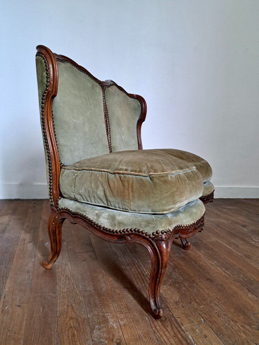 Rare Small Sofa Simulating Two Louis XV Chairs Glued Together -photo-2