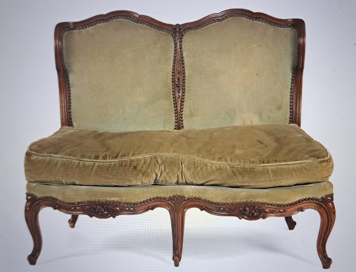 Rare Small Sofa Simulating Two Louis XV Chairs Glued Together 