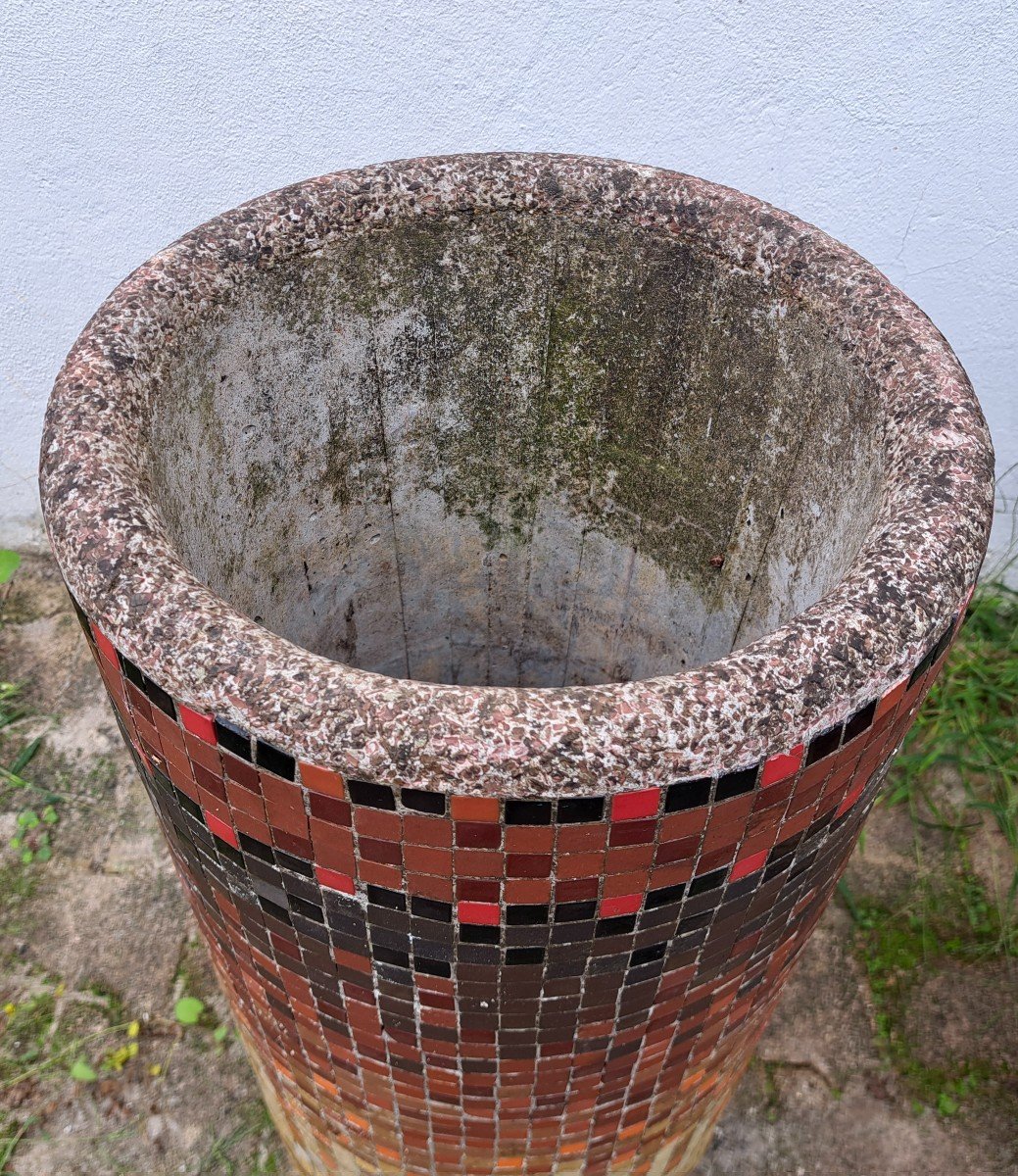 Paire de grandes jardini&egrave;res en mosa&iuml;que  de carreaux polychrome vers 1900-photo-2