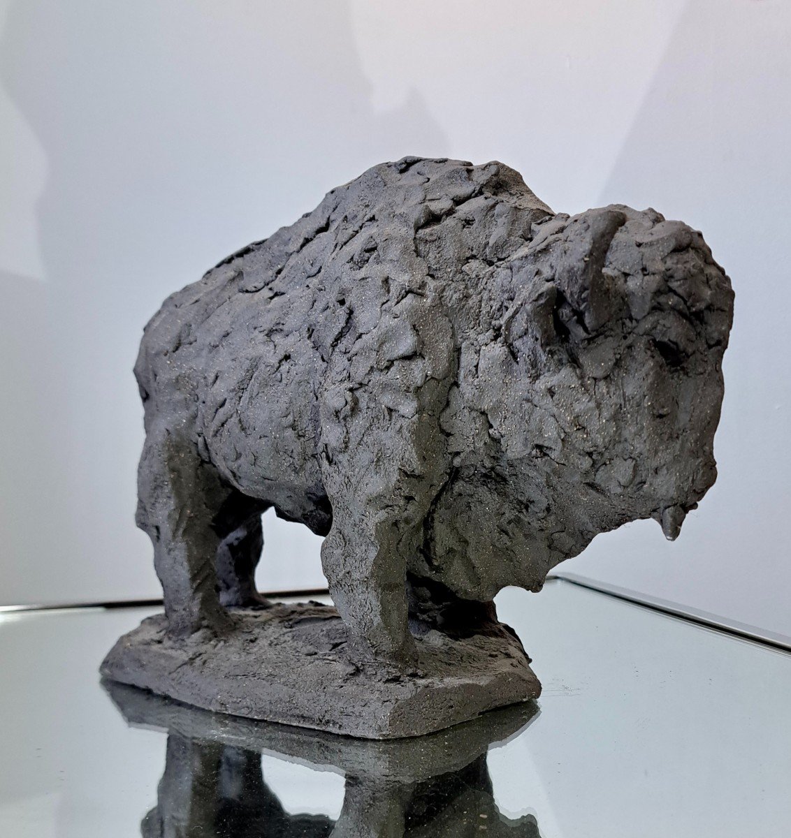 Bison Sculpture Tinted Cement