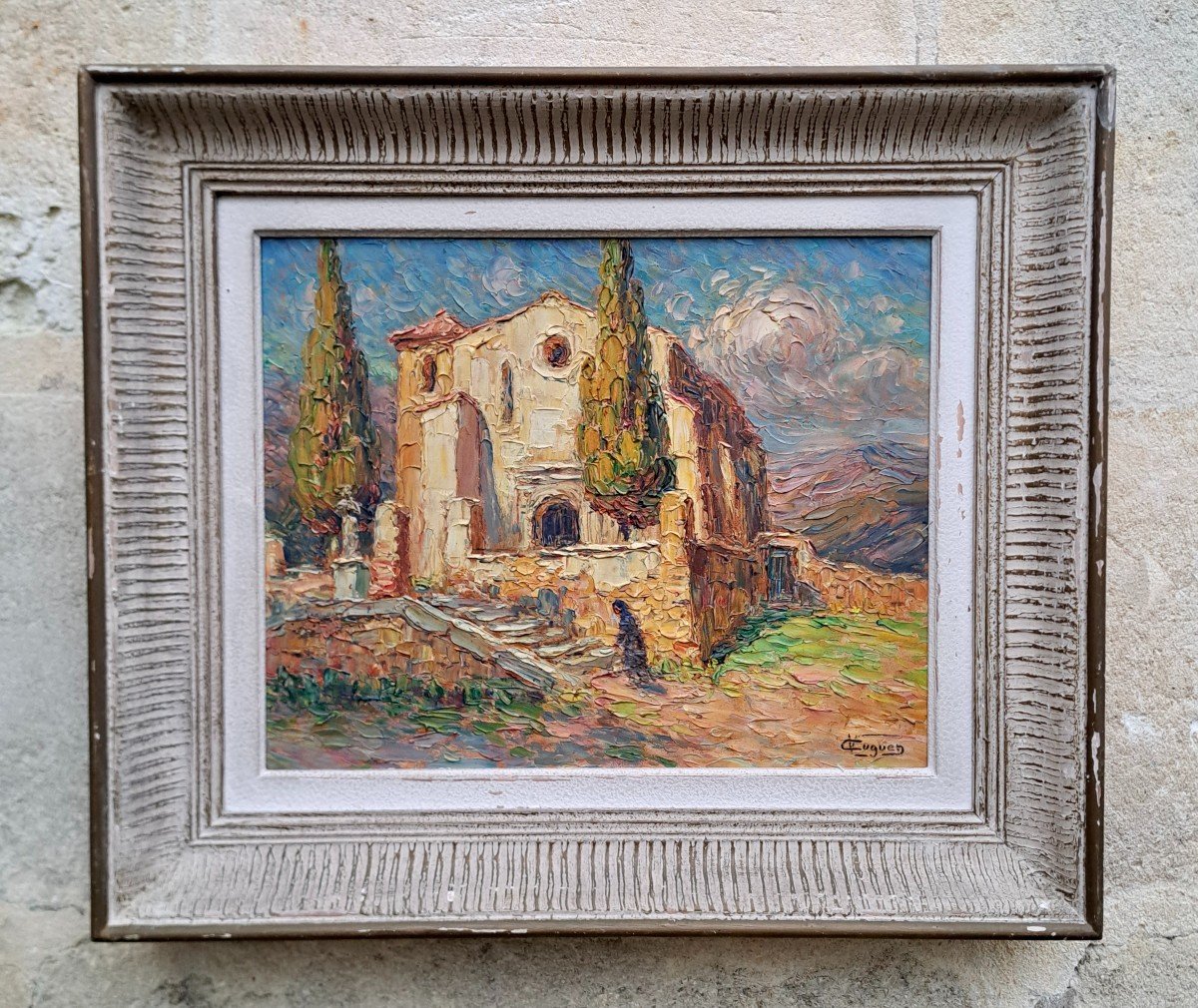 Victor Louis Cuguen (1882-1969) Provençal School Chapel Of Bormes-les-mimosas Var-photo-2