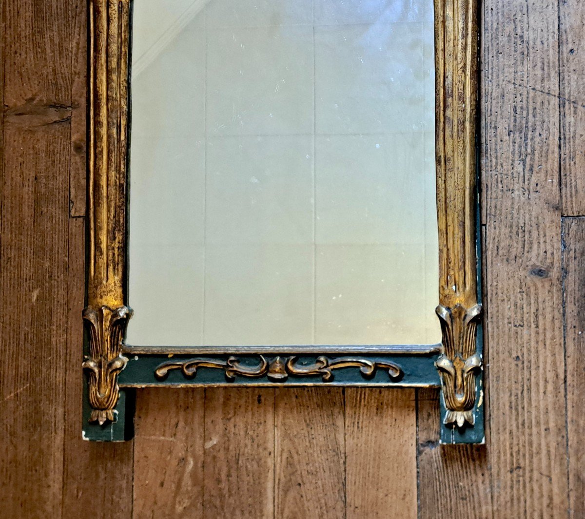 Small Louis XVI Directoire Style Fireplace Mirror In Gilded And Lacquered Wood-photo-1