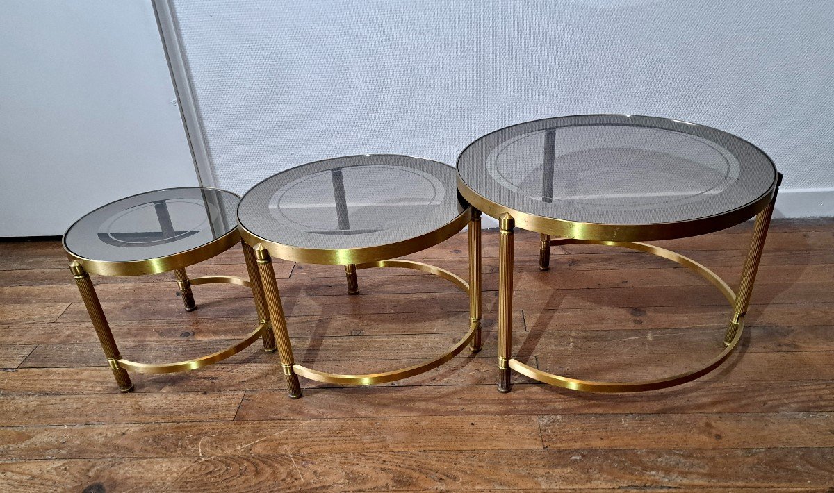 In The Style Of Jansen Bronze Nesting Tables-photo-2