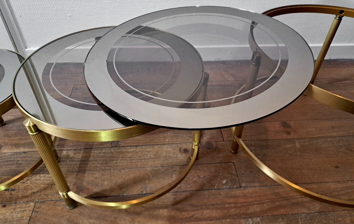 In The Style Of Jansen Bronze Nesting Tables-photo-4