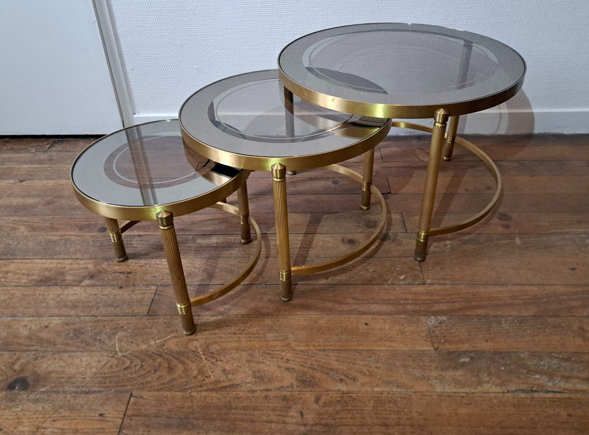 In The Style Of Jansen Bronze Nesting Tables