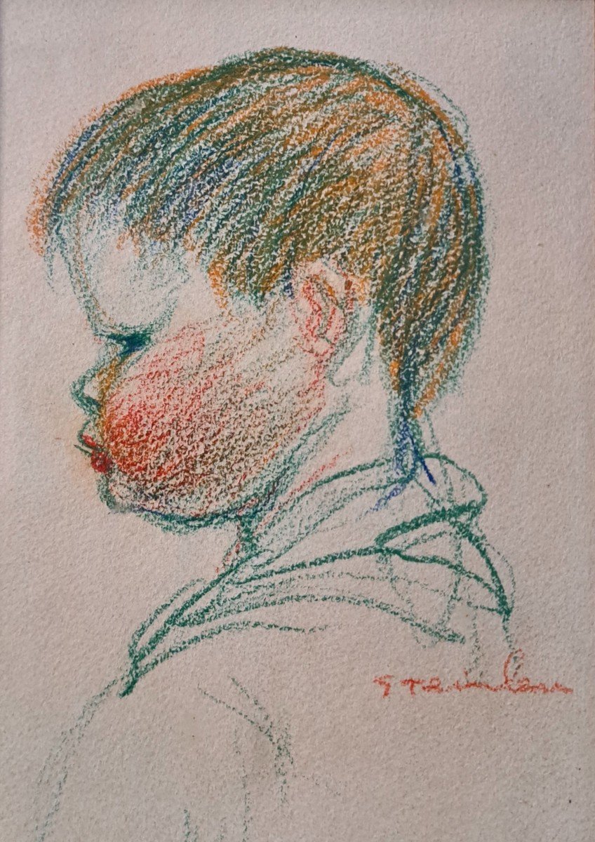 Théophile Alexandre Steinlen (1859-1923) Tête d'enfant dessin -photo-2