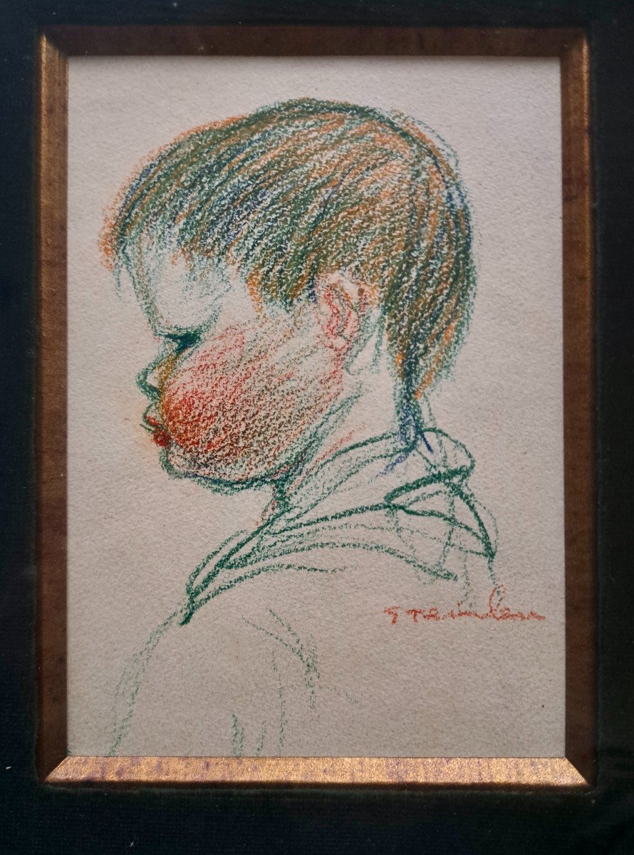 Théophile Alexandre Steinlen (1859-1923) Tête d'enfant dessin -photo-3