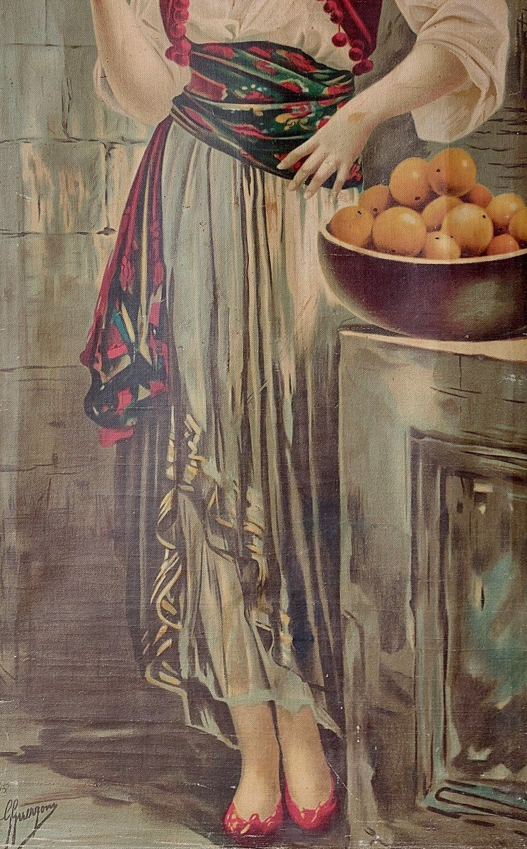 1) Giovanni Guerzoni (1876-1948) d'Après Estampe Sur Toile Art Nouveau Vers 1900 Dlg Mucha-photo-4
