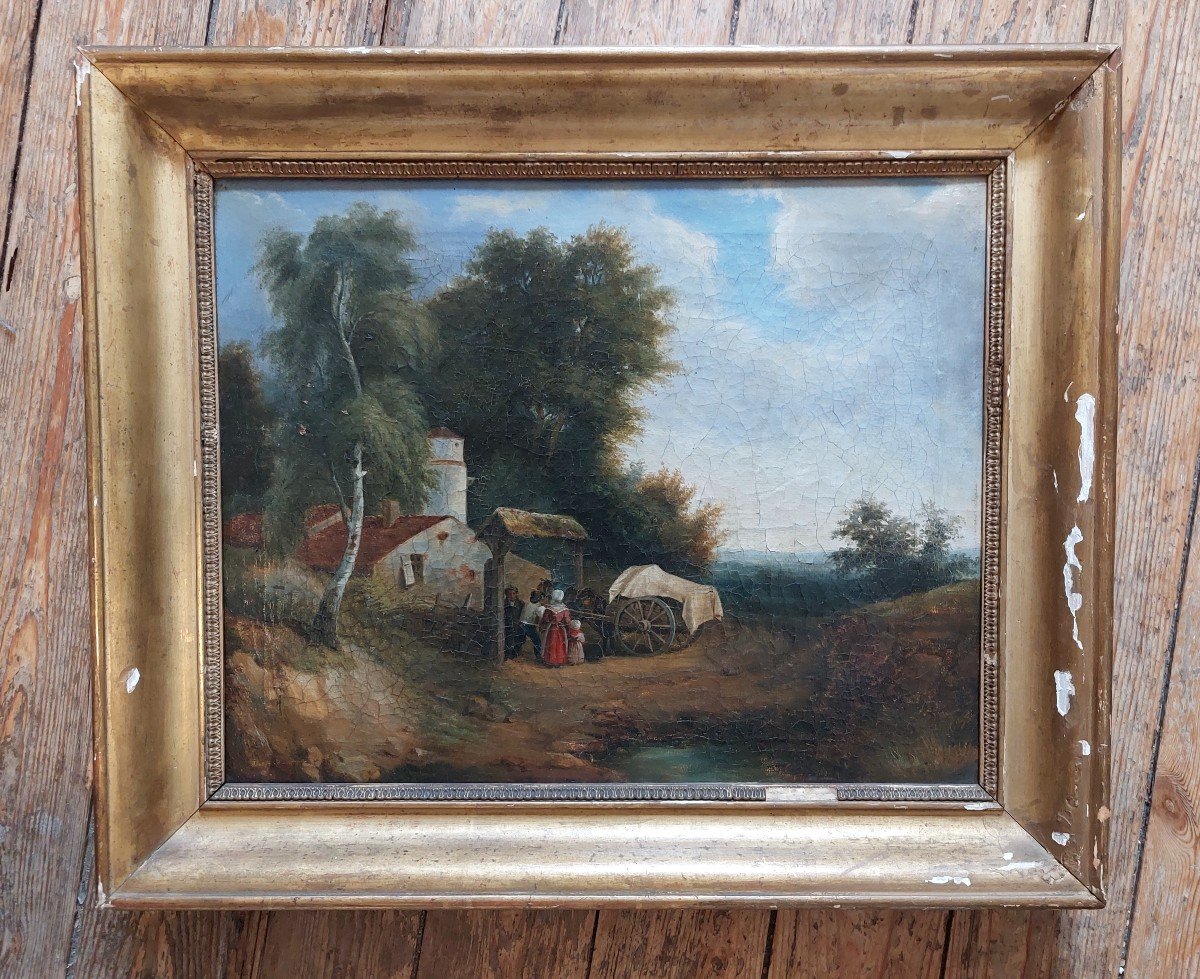 French School Painting 1st Half Nineteenth Countryside Scene