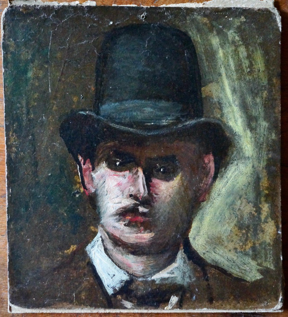 Portrait Impressionniste Homme double-face au chapeau melon 