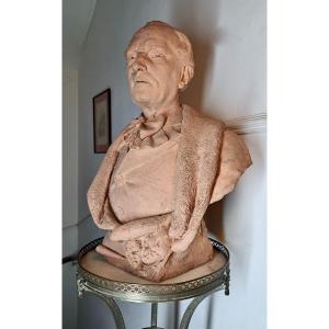 Important Original Terracotta Bust Man Of Theater And Comedy 