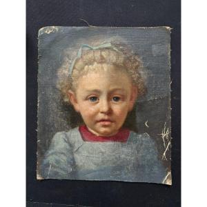 French School Portrait Of A Child Little Girl 19th Century 