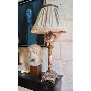 Importante lampe en marbre d'Alep et bronze doré vers 1880