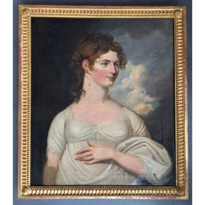 Portrait d'une jeune femme d'époque Louis XVI 