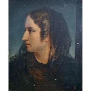 French School Neoclassical Profile Portrait Of A Woman 2nd Part Of The 19th Century