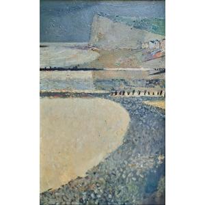 Ren&eacute; GENIS (1922-2004) Falaise de Mers les bains Normandie 1953