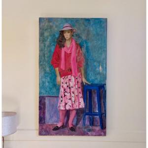 Painting Young Girl In Pink