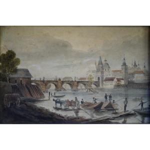 Aquarelle Début XIXe Prague 