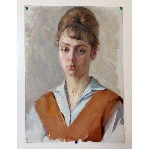 Portrait Of A Young Eastern School Woman Mid 20th Century