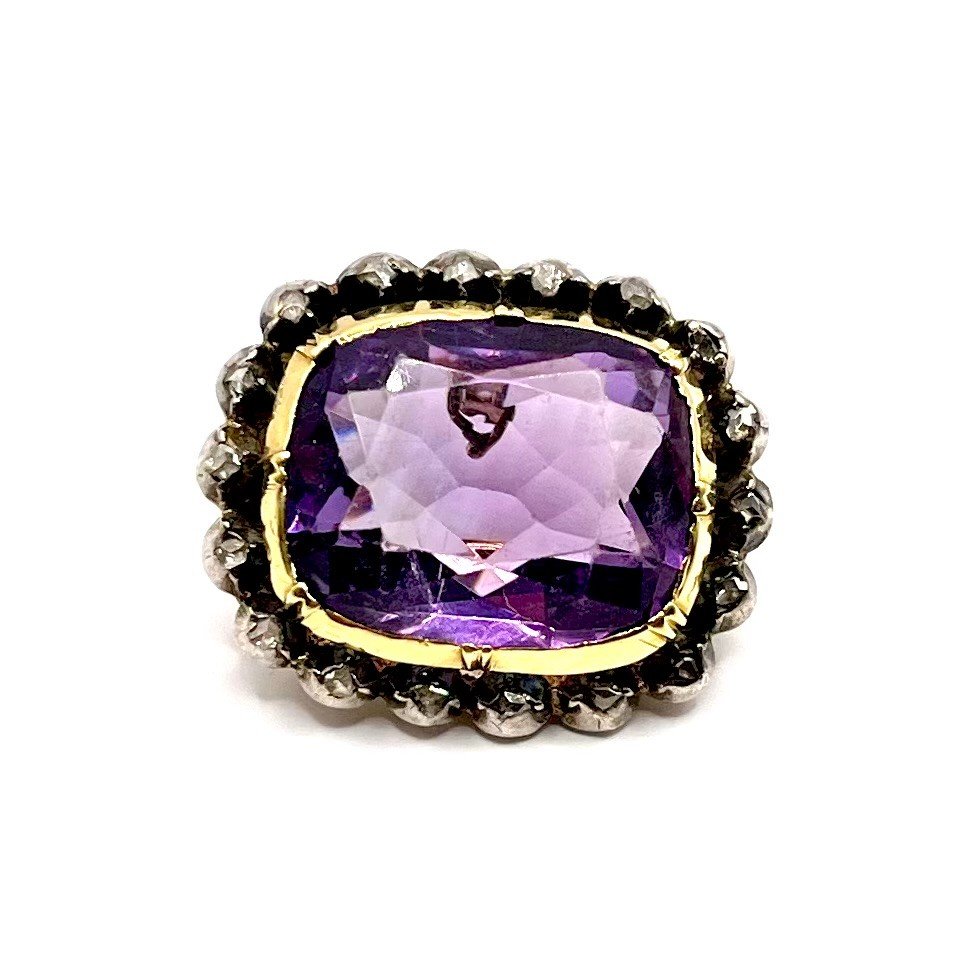 0231. Antique Brooch - Pendant With Diamonds And Amethyst-photo-4