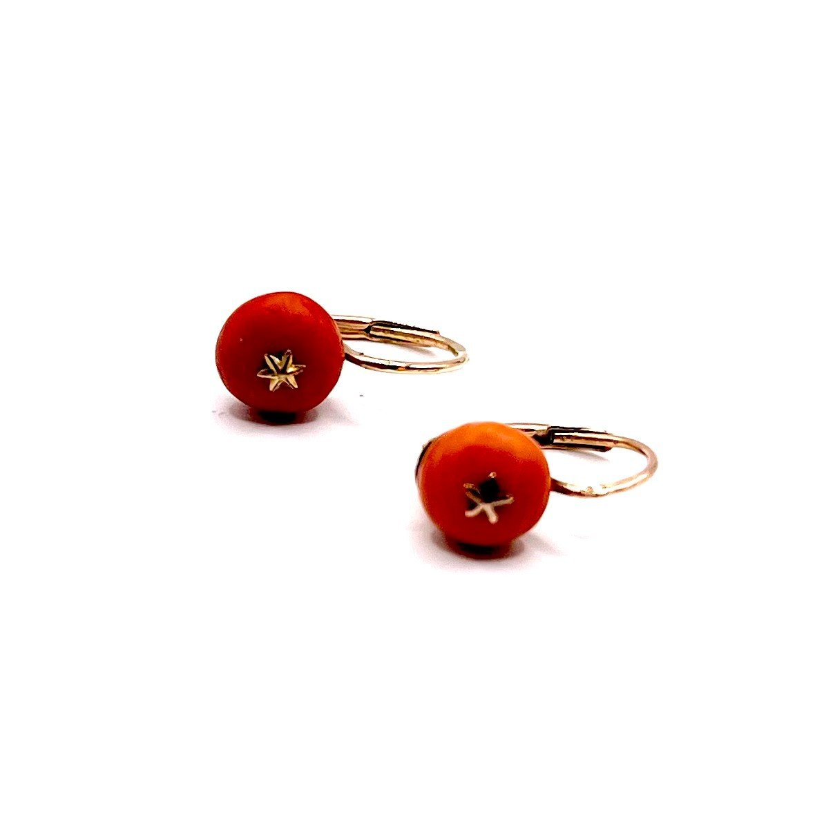 4886. Gold Earrings With Coral-photo-4