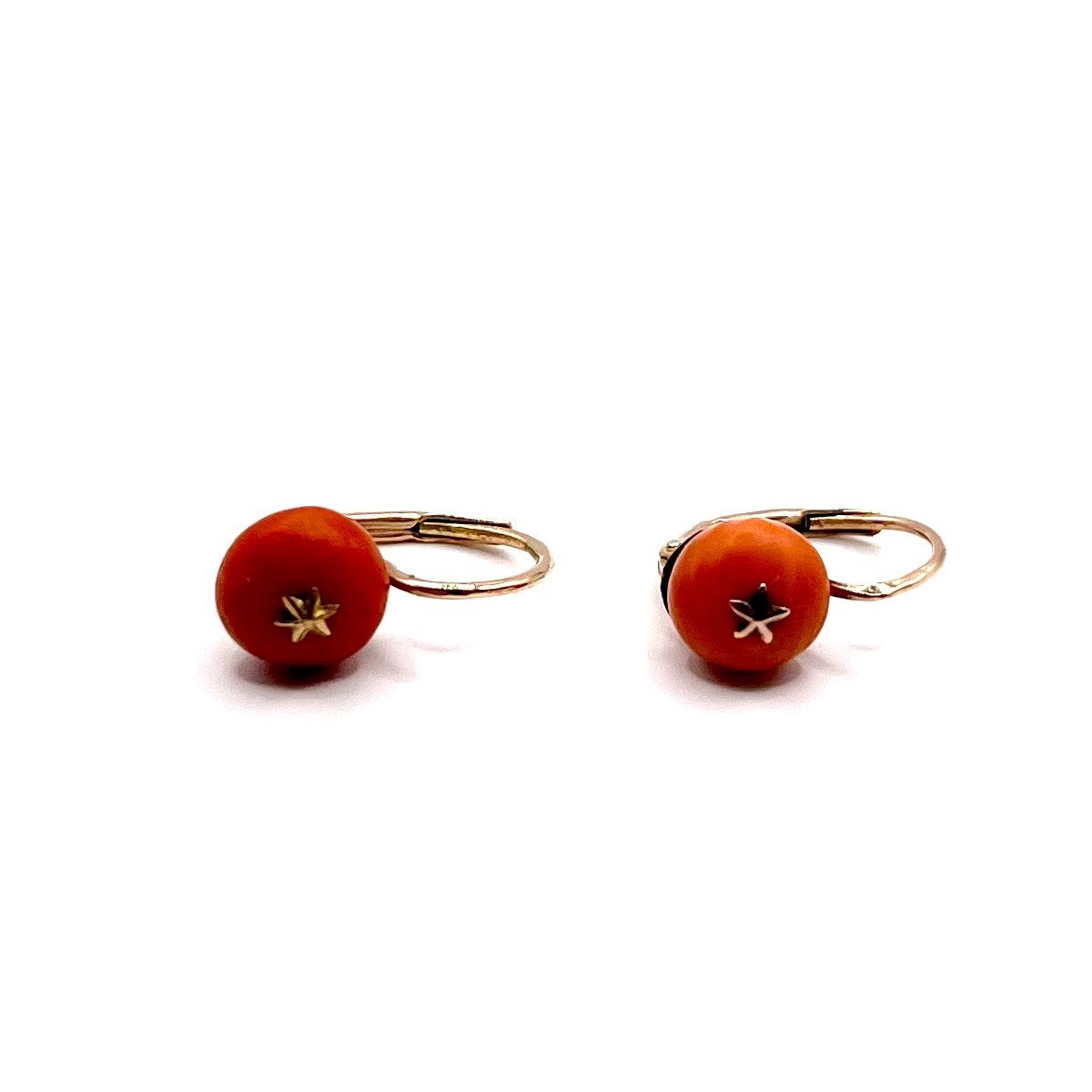 4886. Gold Earrings With Coral-photo-6