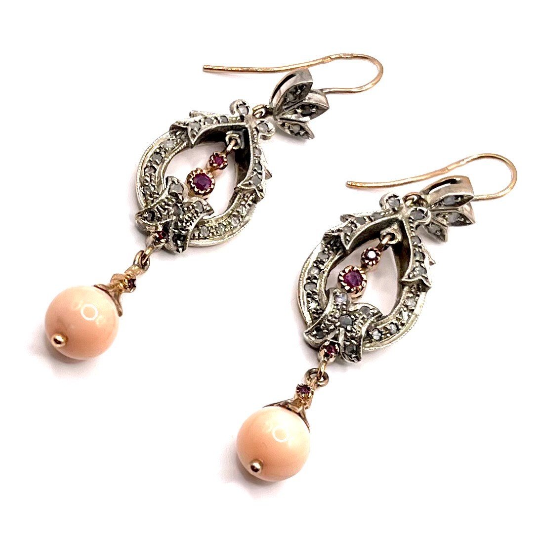 4611. Coral Earrings With Diamonds And Rubies-photo-5