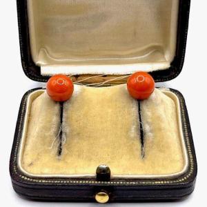 4824. Boucles d'oreilles en corail Stiftes anciennes