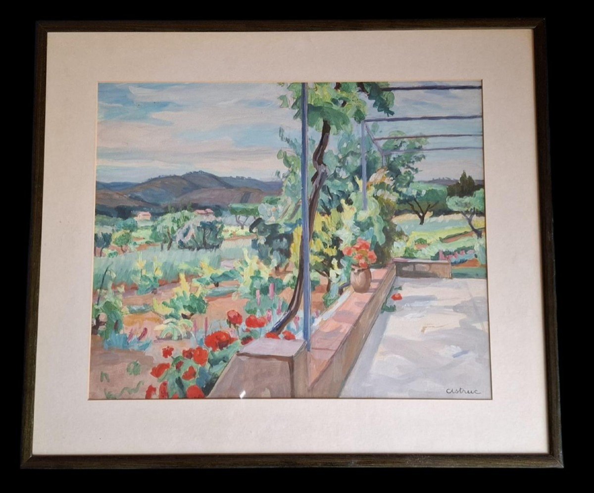 Painting By Mr Edmond Astruc, Provençal Landscape.