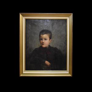 Painting Portrait Of A Boy, By A. Plauzeau