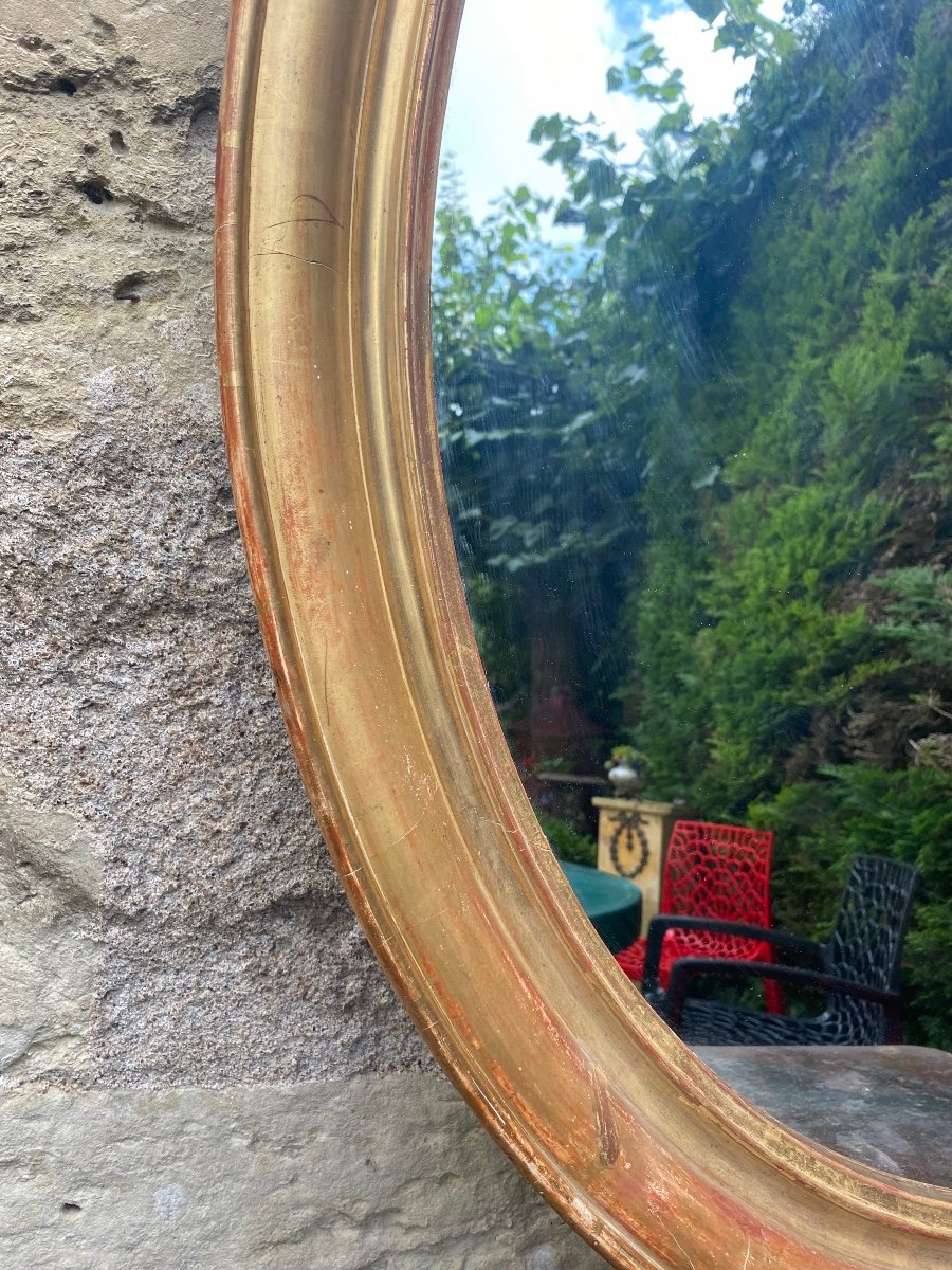 Nineteenth Century Golden Leaf Golden Oval Mirror-photo-1