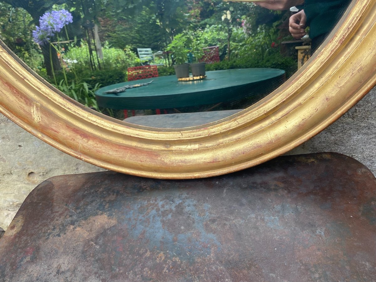 Nineteenth Century Golden Leaf Golden Oval Mirror-photo-2